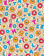 Whimsical Alphabet Faces Cream Rug