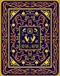 Navy Orange Curlicue Emblem Rug