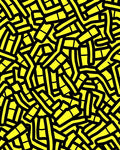 Bright Yellow Black Abstract Labyrinth Rug