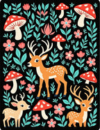 Woodland Creatures With Red Mushrooms Rug