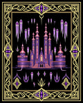 Purple Crystal Castle Fantasy Border Rug