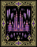 Purple Crystal Castle Fantasy Border Rug