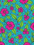 Vibrant Pink Floral Leafy Garden Rug