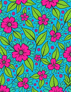 Vibrant Pink Floral Leafy Garden Rug