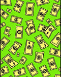 Yellow Money Bills On Bright Green Rug