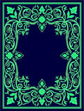 Emerald Green Floral Scroll Frame Rug
