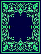 Emerald Green Floral Scroll Frame Rug