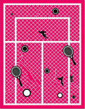 Hot Pink Tennis Court Racket Balls Rug