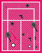 Hot Pink Tennis Court Racket Balls Rug