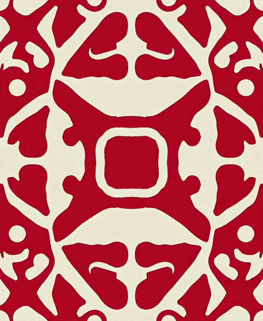 Crimson Ivory Geometric medallion Rug
