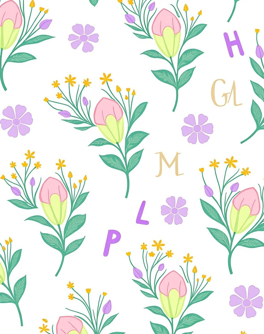 Pastel Floral Alphabet Garden Rug