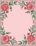 Coral Rose Vine Border Rug
