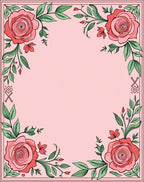 Coral Rose Vine Border Rug