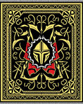 Black Gold Red Crested Medallion Rug
