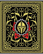 Black Gold Red Crested Medallion Rug