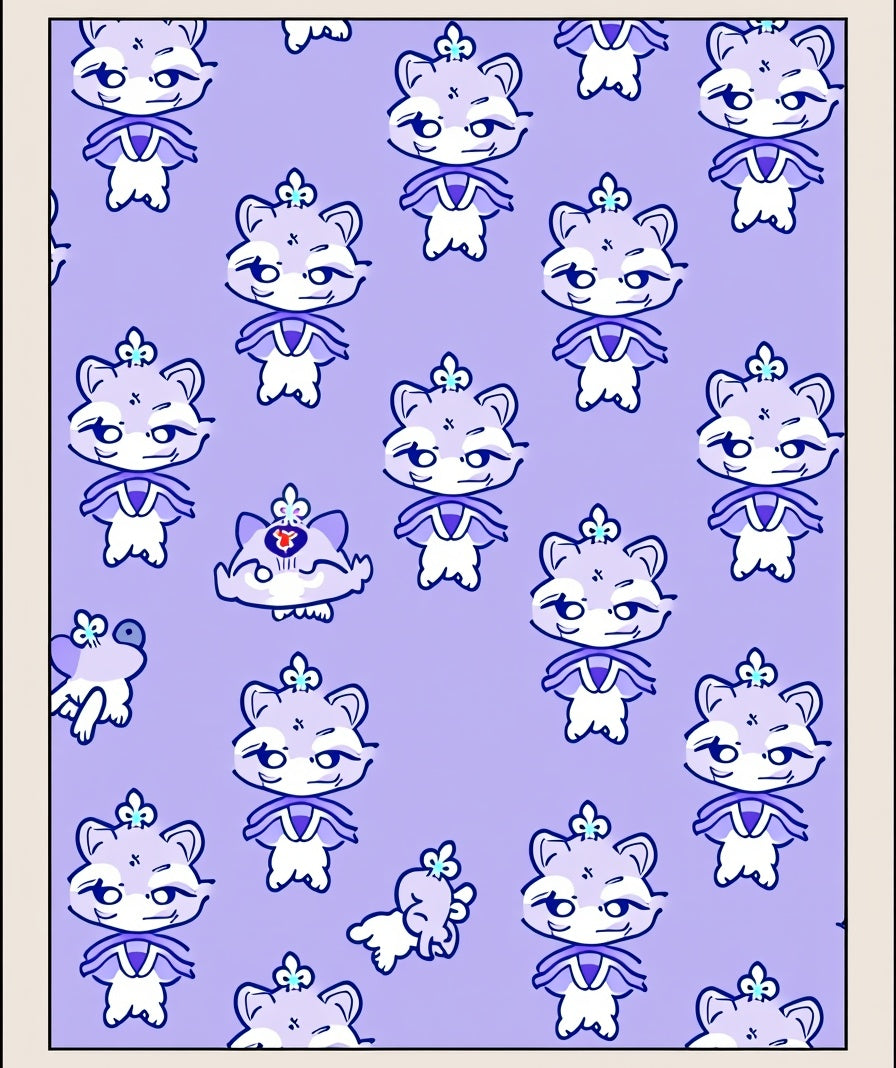 Whimsical Purple Kitty Crown Medley Rug