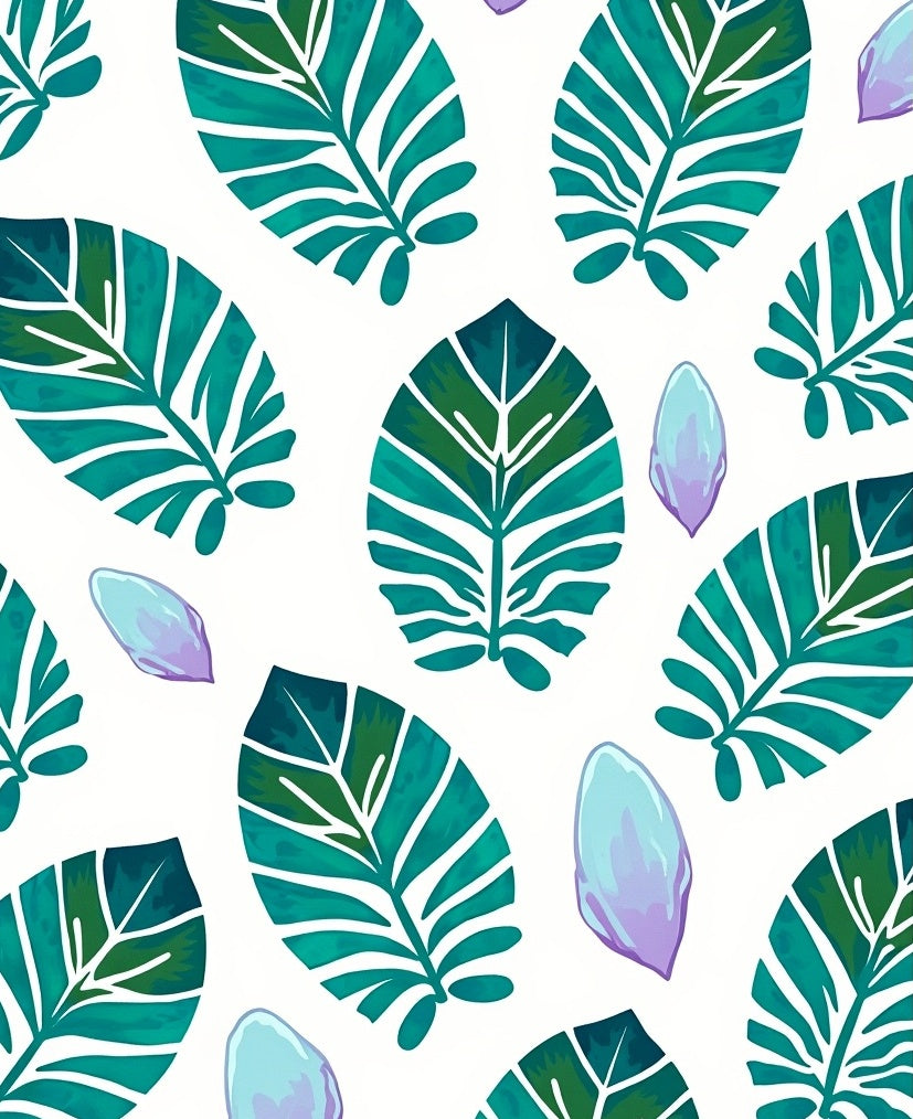 Emerald Teal Leafy Orchid Petal Rug