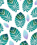 Emerald Teal Leafy Orchid Petal Rug