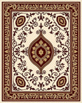Antique Crimson Floral Scroll Medallion Rug
