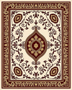 Antique Crimson Floral Scroll Medallion Rug