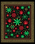 Vibrant Red Green Floral Border Rug