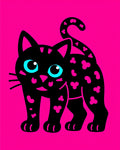 Black Feline Pink Clover Accents Rug