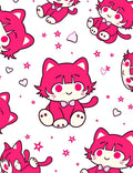 Kawaii Pink Kitty Star Hearts Rug