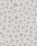Whimsical Gray Paw Print Floral Rug
