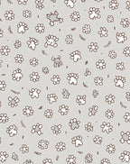Whimsical Gray Paw Print Floral Rug