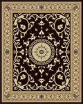 Rich Brown Cream Floral Medallion Border Rug