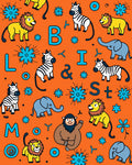 Orange Safari Animals And Letters Rug