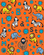 Orange Safari Animals And Letters Rug
