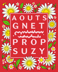 Red Daisy Garden Letter Grid Rug