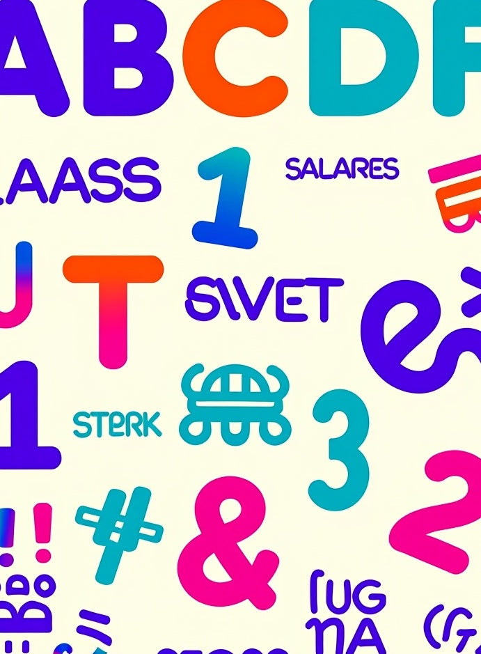 Alphabetical Numeric Collage Rug