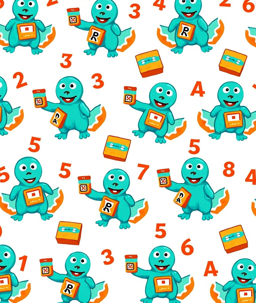 Teal Creature Numbers Repeat Rug