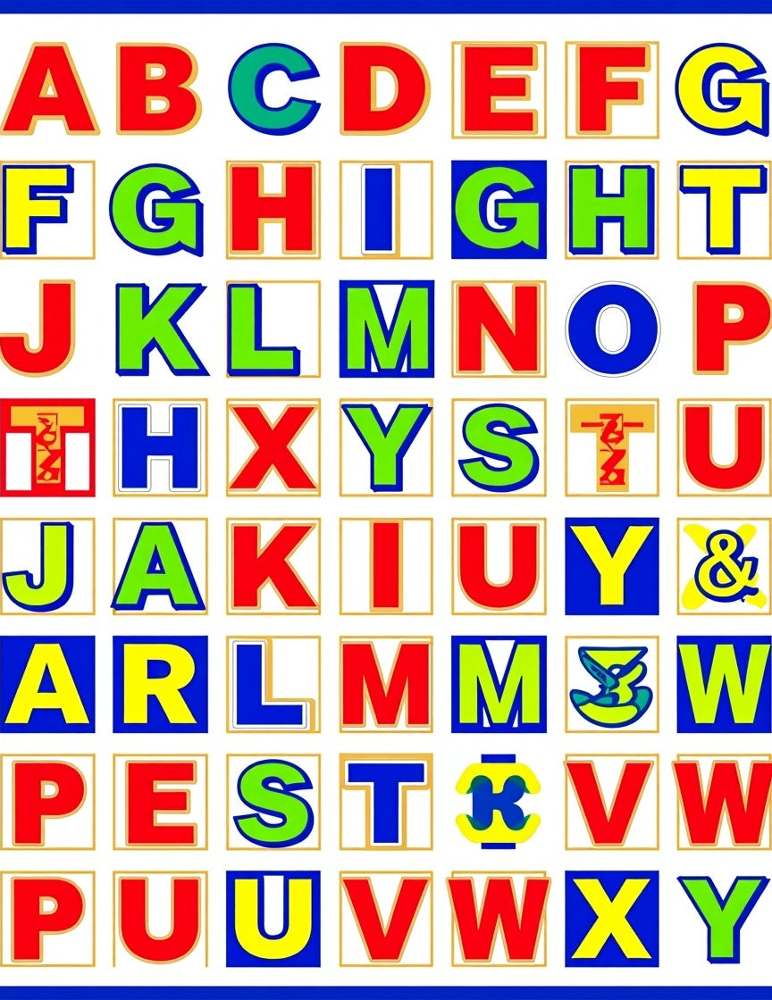 Bold Alphabet Blocks Colorful Graphic Rug