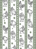 Farmhouse Black White Rooster Floral Stripes Rug