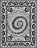 Black White Floral Swirl Mandala Rug