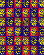 Bold Yellow Hamsa Red Blue Checkered Rug