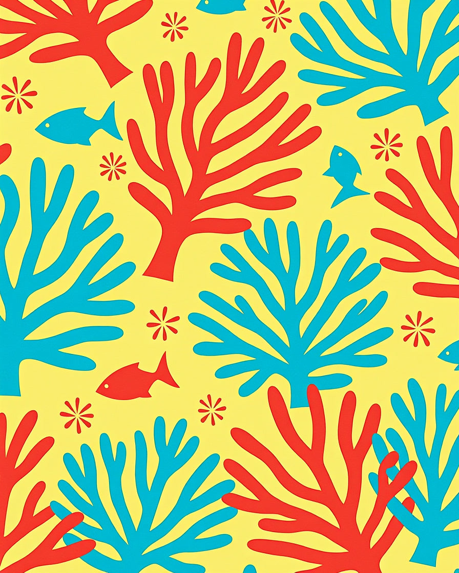 Coral Reef Fish Abstract Art Rug