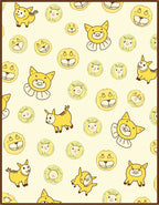 Yellow Cartoon Animal Collage Rug