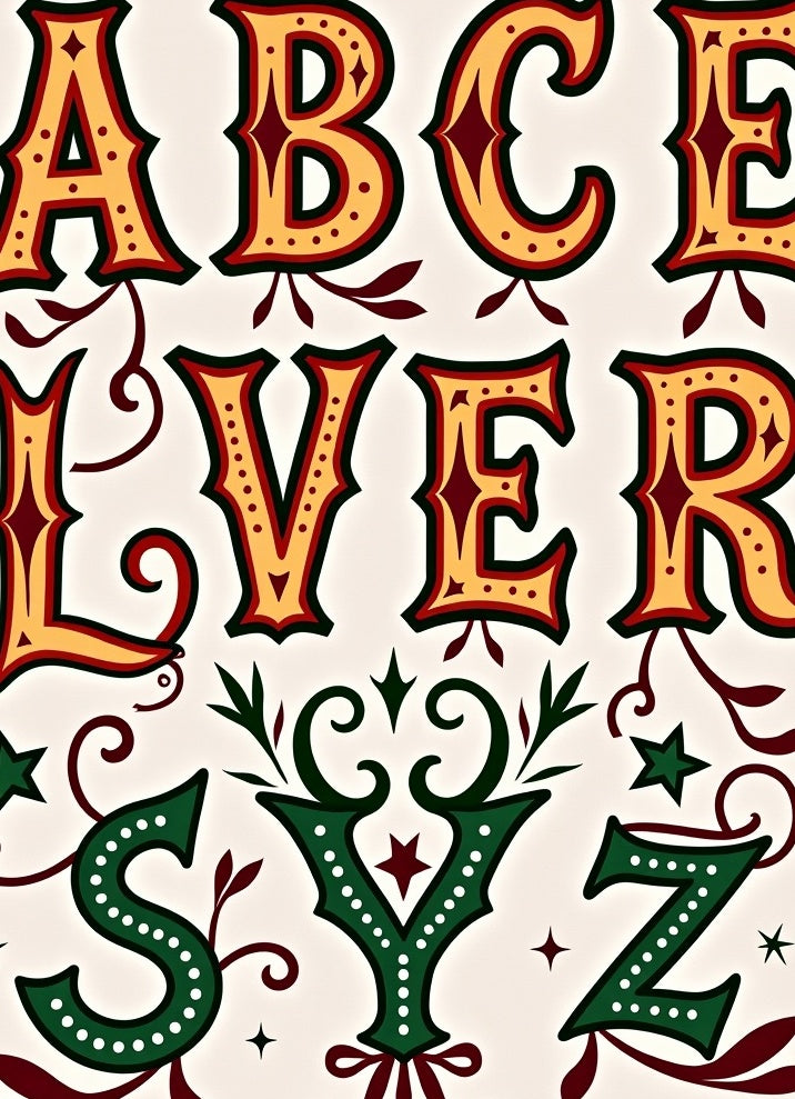 Vintage Western Alphabet Letters Relief Rug