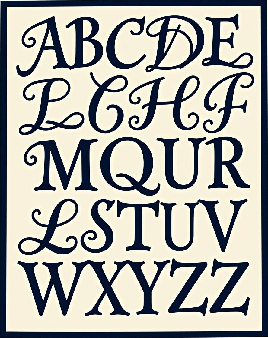 Vintage Navy Alphabet Typography Rug