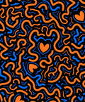 Bold Orange Blue Heart Swirl Rug