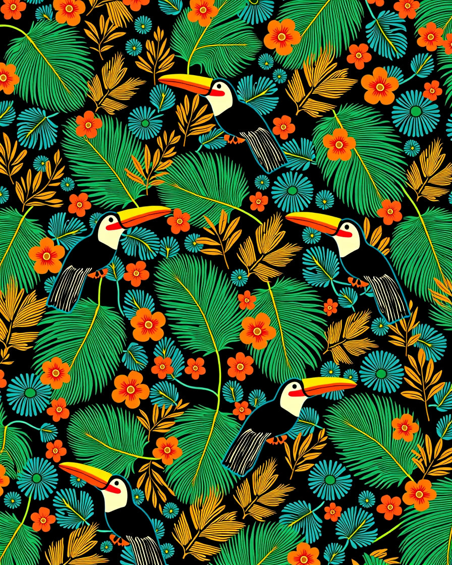Tropical Toucan Jungle Floral Rug