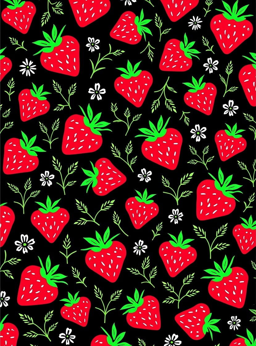 Vibrant Red Strawberry Garden Bloom Rug