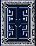 Navy Geometric Maze Border Rug