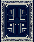 Navy Geometric Maze Border Rug