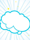 Whimsical Blue Cloud Starry Rays Rug