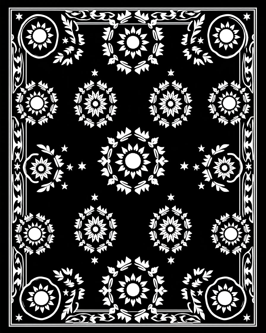 Monochromatic Starburst Floral Medallion Rug